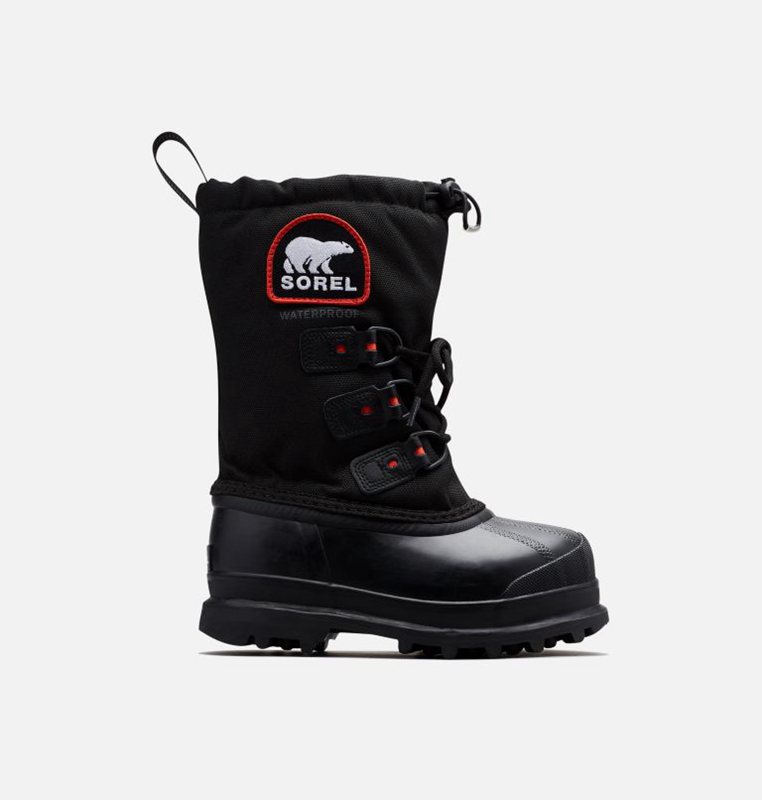 Sorel Barn Vinterkängor Svarta/Röda - Youth Glacier™ Xt - AYX-827504